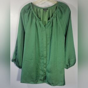 Talbots Green Satin Blouse
